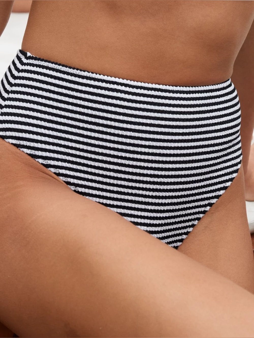 Aerie Crinkle High Cut High Waisted Cheeky Bikini Bottoms